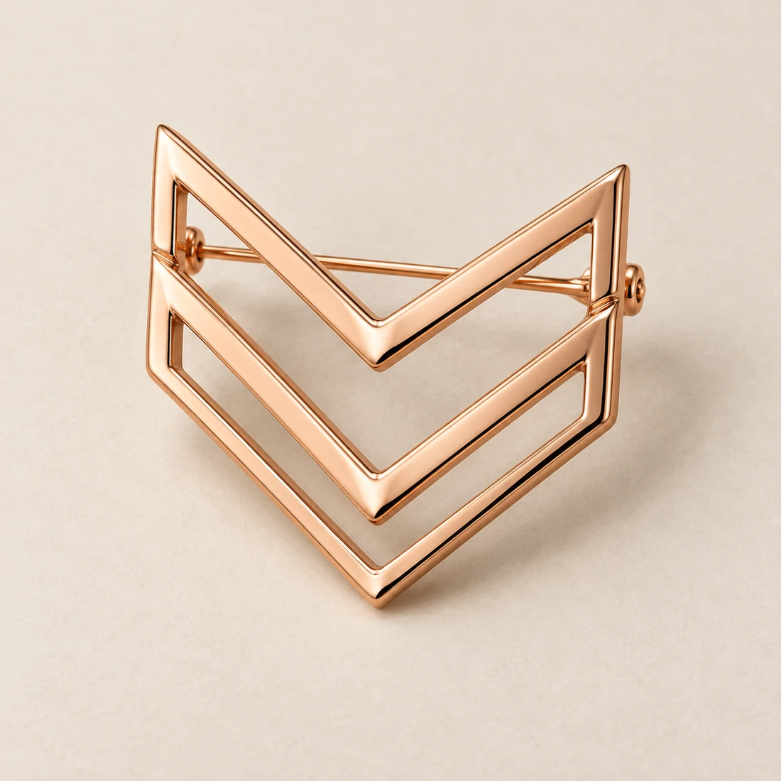 Chevron Frame Brooch, rose gold, geometric openwork design